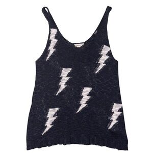 Eesome Dark Blue Tank Top with White Lightning Bolts